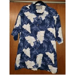 Men's Palm Island Clothing Co Blue Yellow Hawaiian Button-up Shirt Size XL